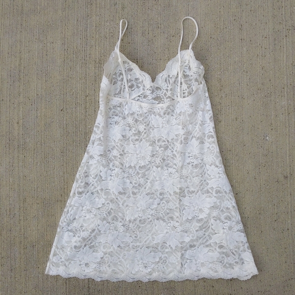 Vtg 90s Victoria's Secret Cream White Lace Slip S